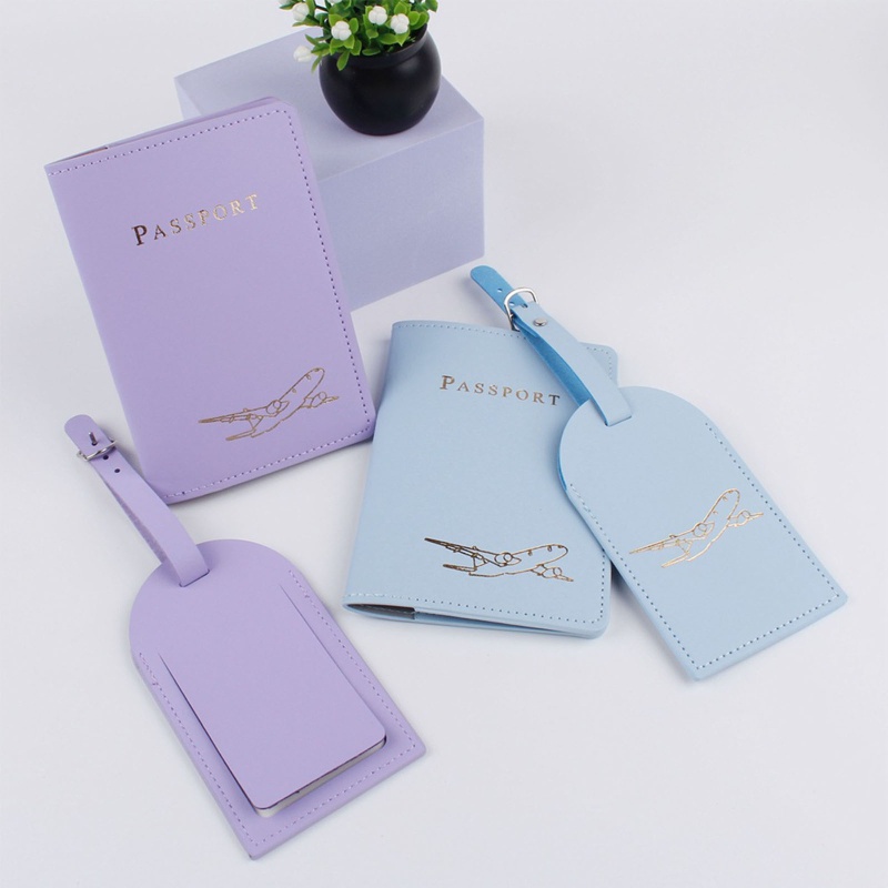 Gro 4pcs Lover Couple PU Leather Passport Untuk Case Holder Luggage Tag Travel Pelindung Kartu Kredit Pernikahan Untuk Wanita Me