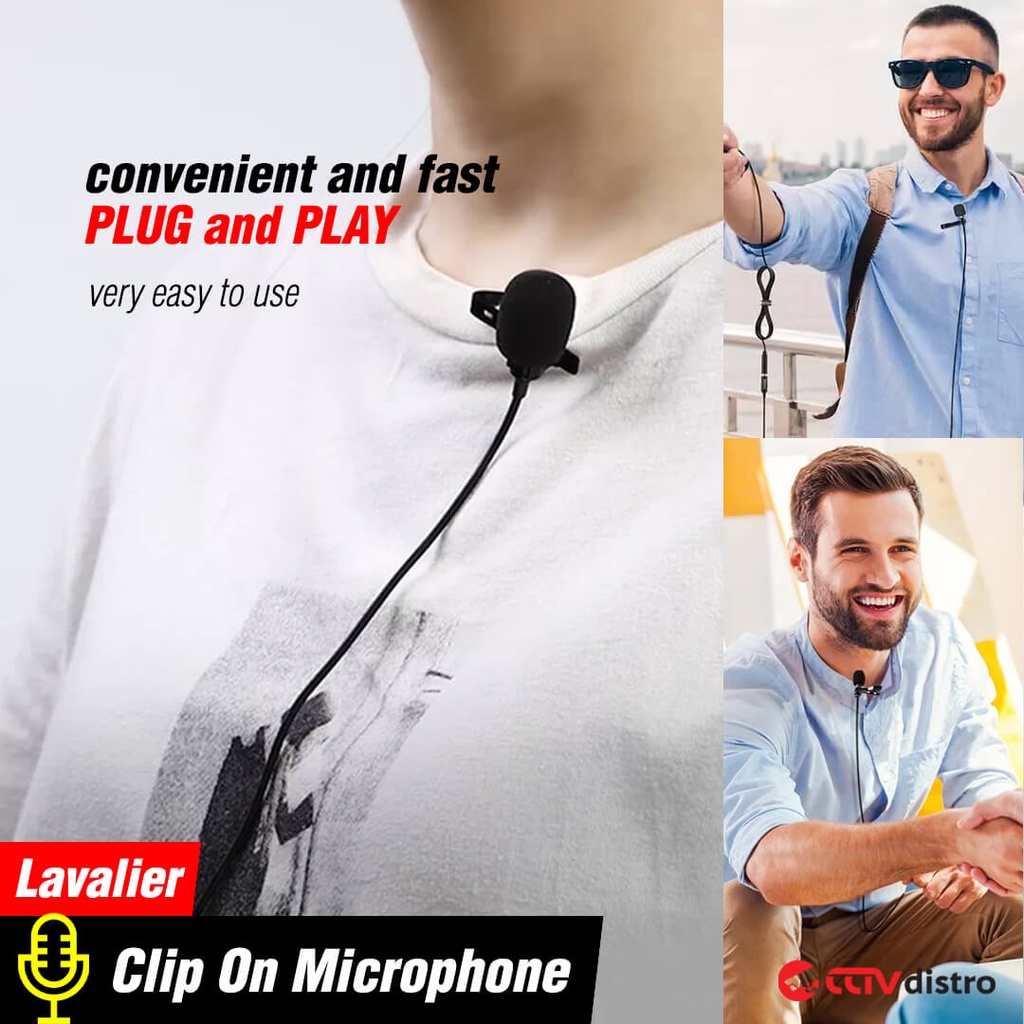 L21 Mic 3.5 mm TRRS Clip On Microphone Jepit Mikrofon Kabel 3.5mm HP Microfon Condenser Untuk Vlogger Rekaman Recording Youtuber