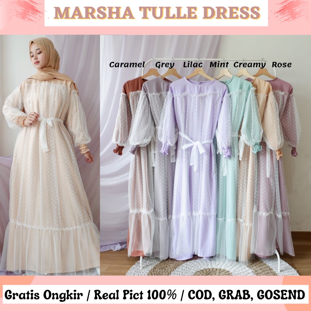 MARSHA TULLE DRESS / DRESS LEBARAN / DRESS MEWAH