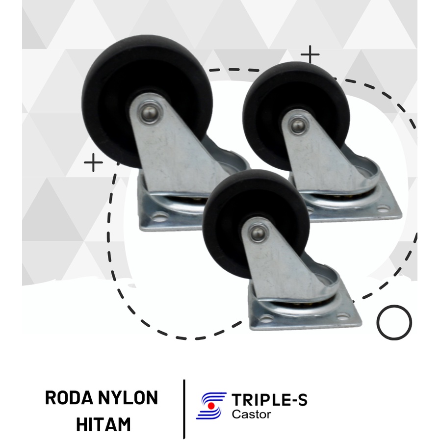 Roda Troli 4 inch Roda 4 inch karet Roda Etalase 4 inch Roda Troly (Triple-S)