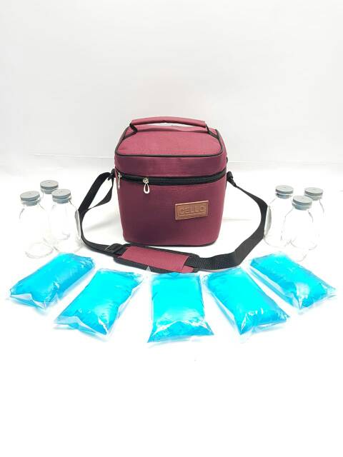 C65 Paket Hemat Tas Asi + 6 botol + 5 blue ice gel Vero S1 / Tas Perlengkapan Asi Asip