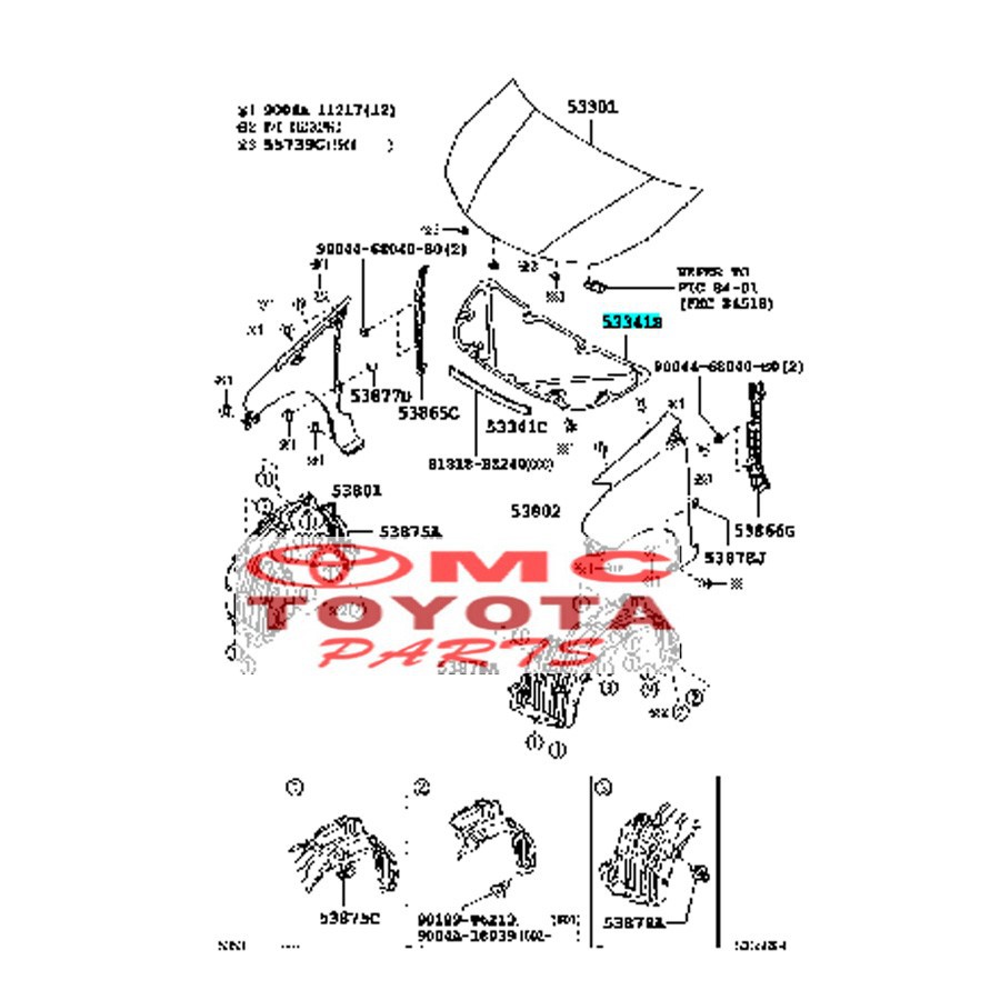 Peredam panas Cup kap mesin Toyota Grand Avanza Xenia 53341-BZ091