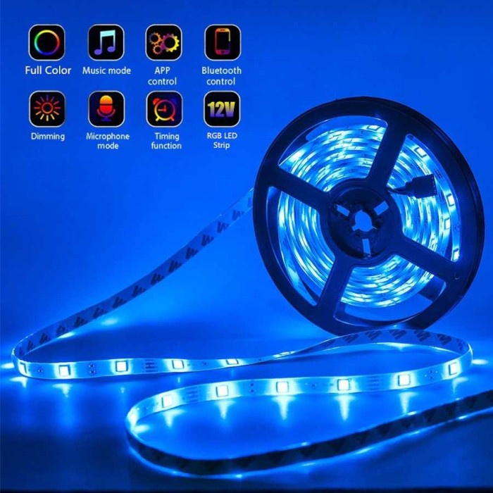 Lampu RGB LED Strip 2835 Gaming Plafon 270 5 Meter Bluetooth Remote - Multi Warna