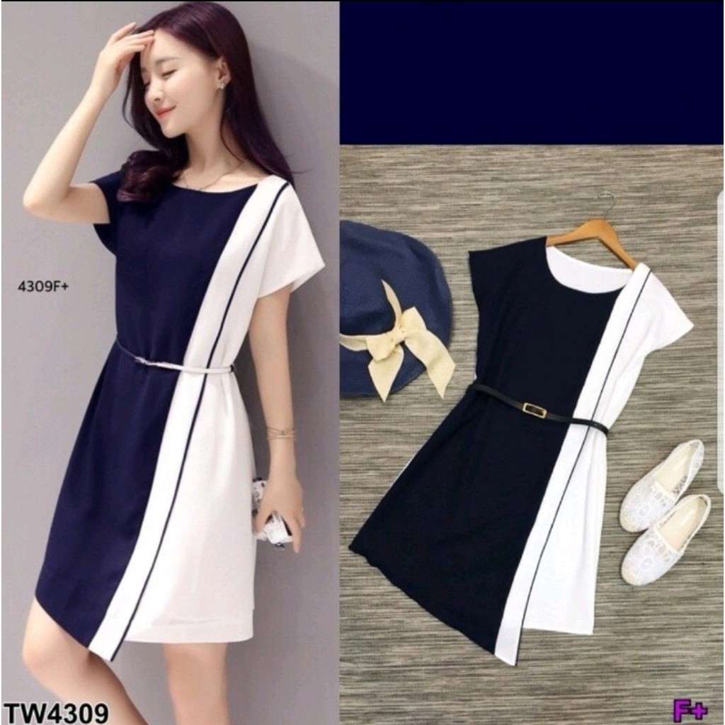 FWG - DRESS LUCINTA / MINIDRESS / DRESS TWOTONE / DRESS KOREA / DRESS / PAKAIAN WANITA