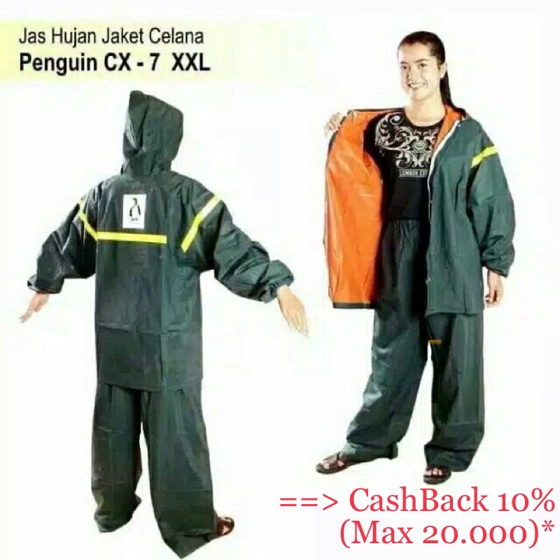 Jas Hujan PENGUIN CX7 Stelan XXL CX 7 Tebal CX-7 PENGUINS 333 Jaket Celana PINGUIN Rambo Setelan PIN