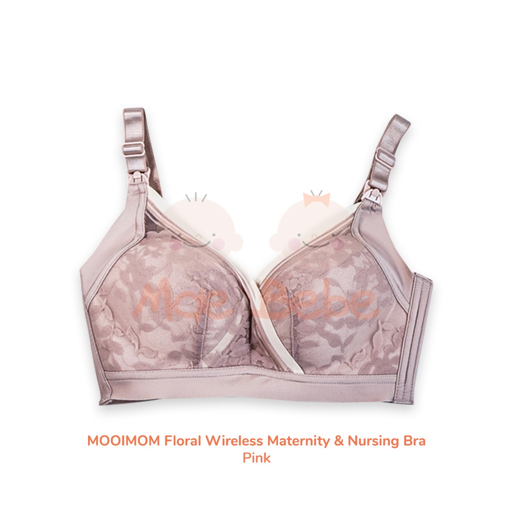 [PROMO] Mooimom Pink Floral Wireless Maternity &amp; Nursing Bra Ibu Hamil &amp; Menyusui B03102D