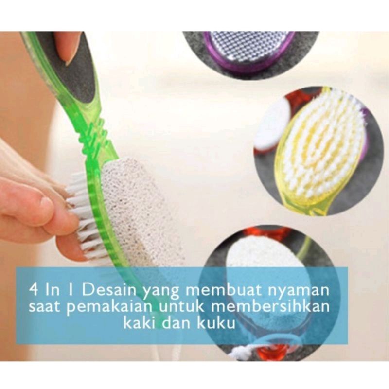 SIKAT KAKI PEDICURE 4 IN 1 BATU APUNG PENGIKIR GOSOK KAKI FOOT BRUSH