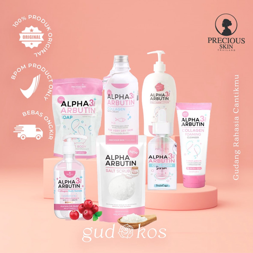 [BPOM] ALPHA ARBUTIN 3 Plus Collagen Whitening Series - Lotion Soap Face Body Serum Scrub Pemutih Pencerah