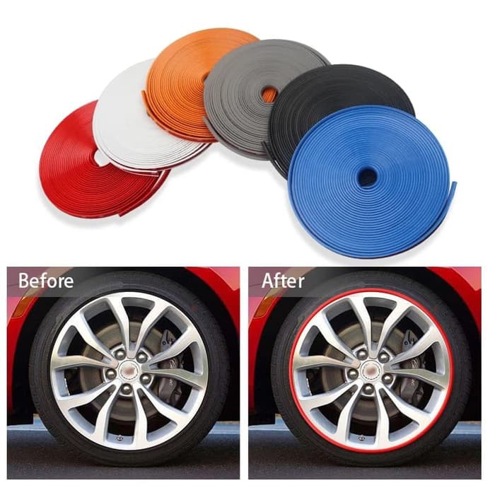 8 Meter Abu Grey Lis Warna Pelindung Velg Mobil Motor Protector Karet
