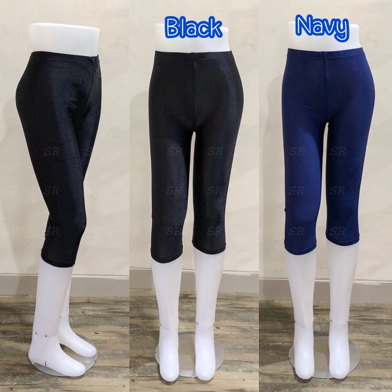 Legging Kilat Polos Licin Pendek 7/8 Import Wanita Ringan Melar