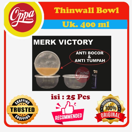 MANGKOK PLASTIK 400ML CUP PUDING BULAT TEMPAT MAKAN THINWALL BOWL