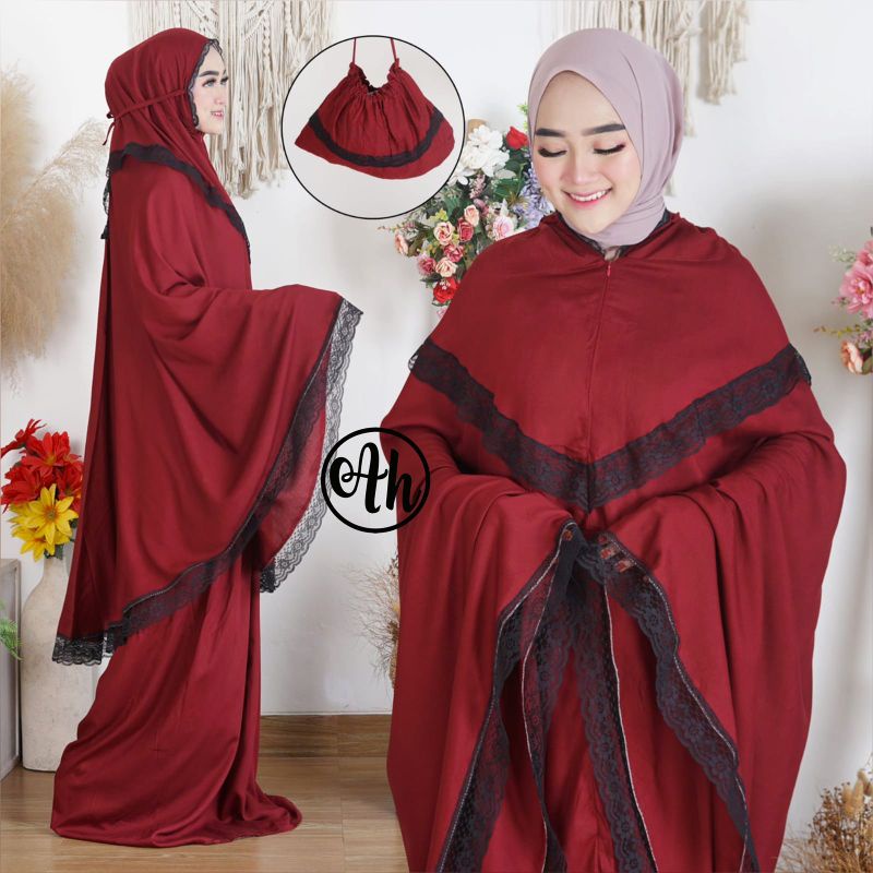 (BISA COD)Mukenah hasinah Rayon motif viscose premium free tasbih