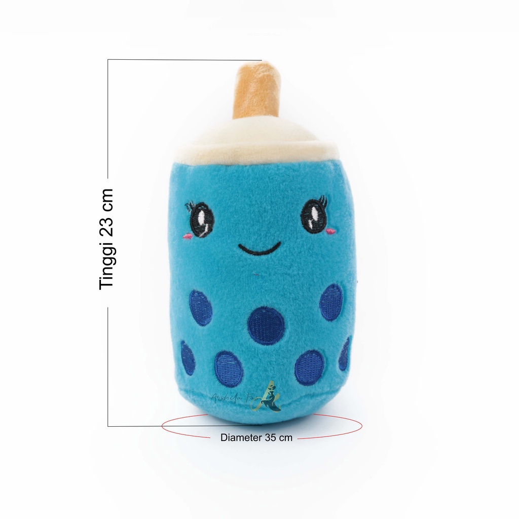 Boneka Boba Kecil Cangkir Milk Tea Bahan Felboa Tinggi 23 cm Berlabel SNI Gambar Bordir