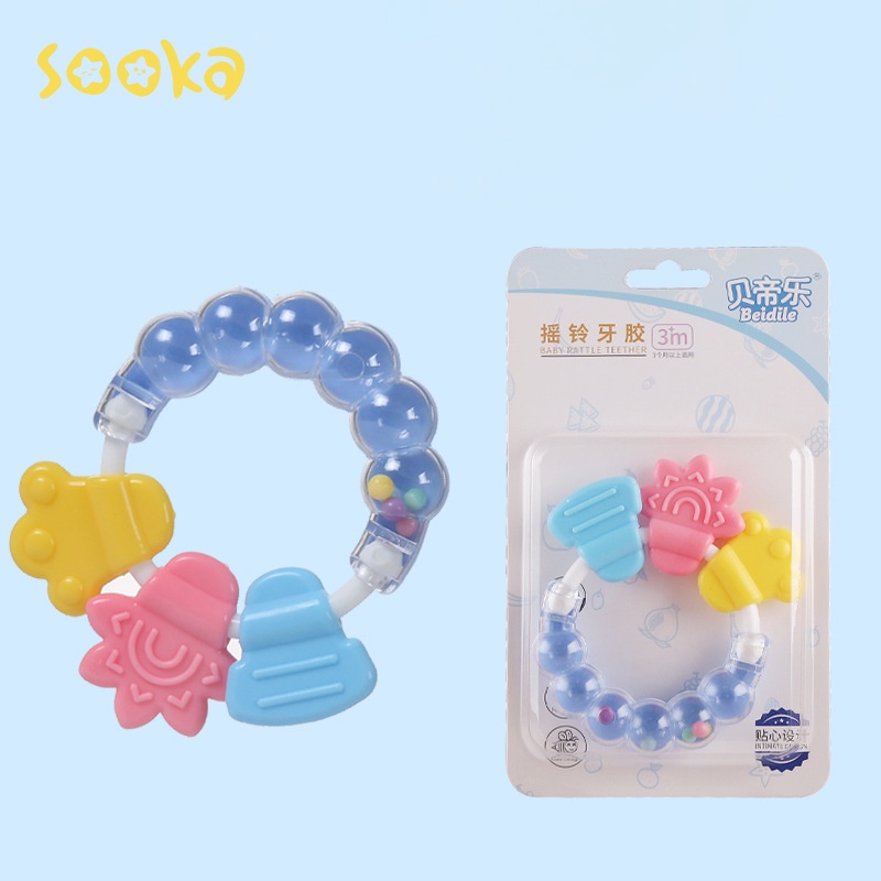 Sooka Mainan Rattle Genggam Bayi Gigitan Empeng Buah Plastik Dengan Teether Gelatin Giri BPA Free SK-GGA1071