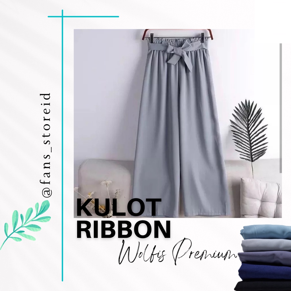 KULOT RIBBON TALI KASUAL KOREAN STYLE PREMIUM-Abu Silver