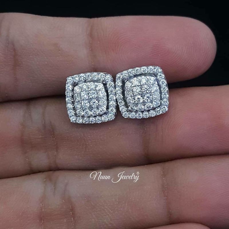 Giwang Emas Putih Berlian Banjar Model Kotak 2in1 Fashion Tabur Micro