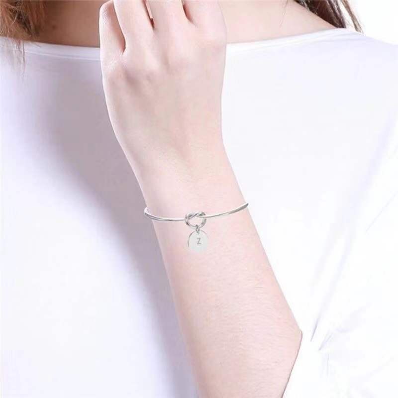 Gelang Bangle Motif 26 Huruf Alfabet untuk Wanita Fashion Import murah Gelang Bangle