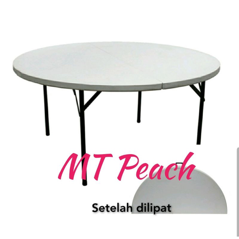 KRISBOW MEJA LIPAT BULAT 154CM ROUND TABLE WHITE GREY