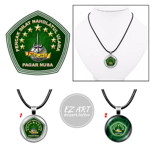 KALUNG LIONTIN SILAT PAGAR NUSA PN NU LOGO PERGURUAN KULIT / RANTAI PREMIUM QUALITY