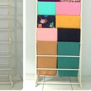 ☎ RAK SEPATU BESI JILBAB HIJAB KERUDUNG DISPLAY GANTUNG SERBAGUNA 10 TINGKAT PORTABLE PUTIH ☈