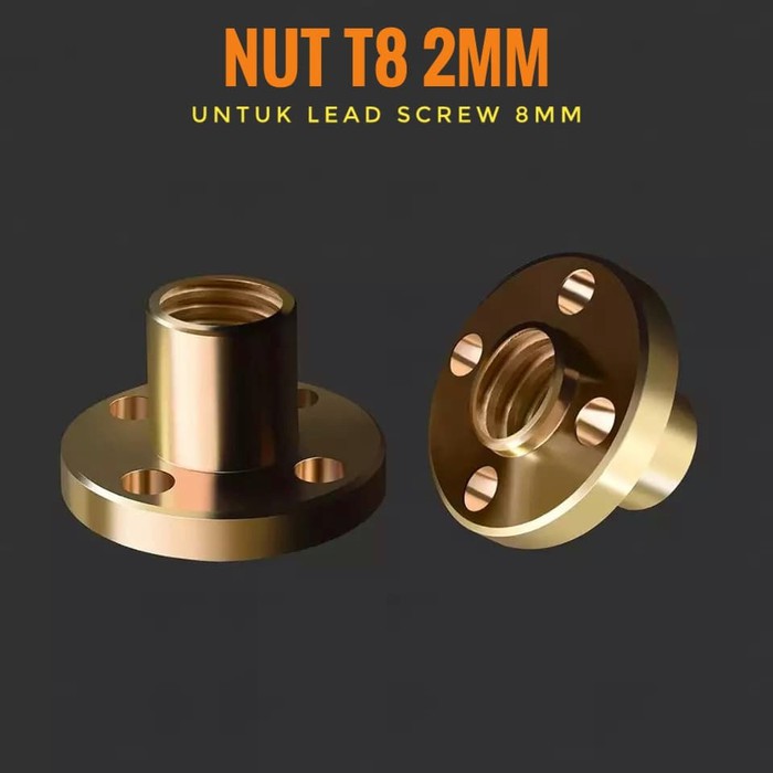 Nut T8 2mm Untuk Lead screw 8mm Nut Leadscrew 4 Star CNC 3D Printer