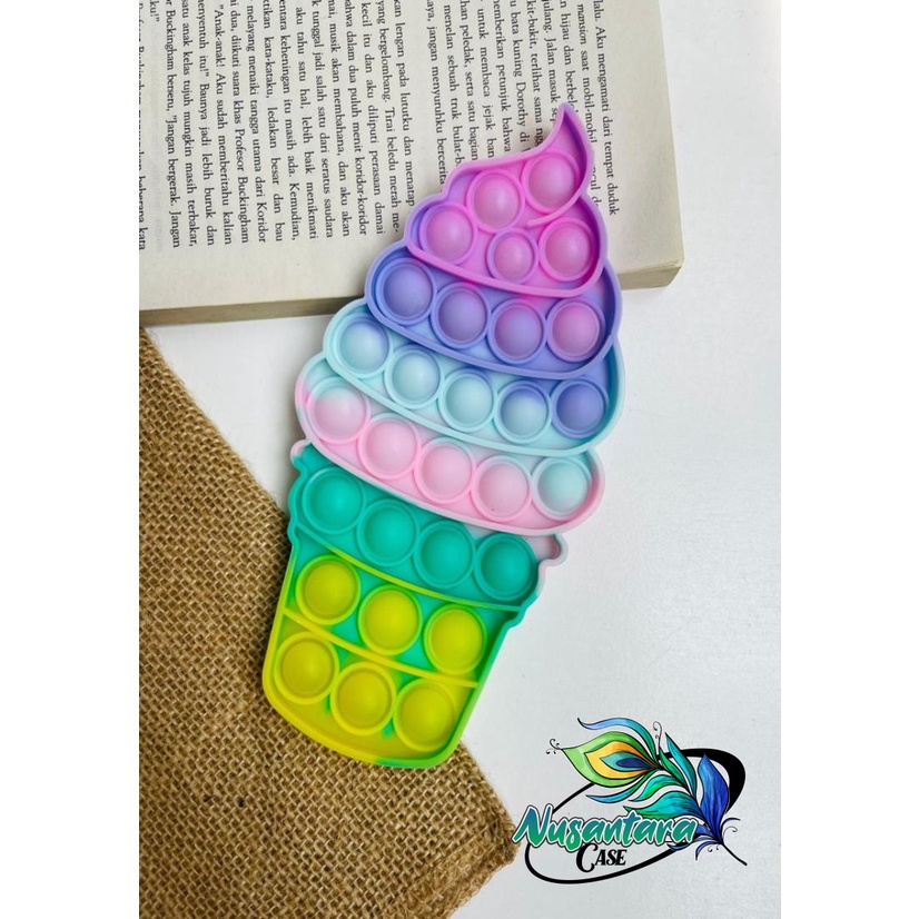 pop it fidget push bubble toys gelembung 3d rainbow pelangi karakter mainan anak NC7433-ES KRIM