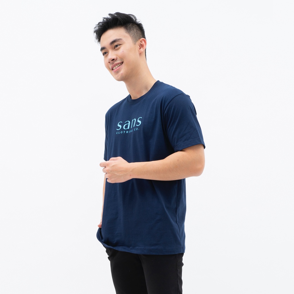 SANVANINA Kaos T-Shirt Basic Logo Navy Biru Muda | D-06 Sans Tee Navy Sky Blue