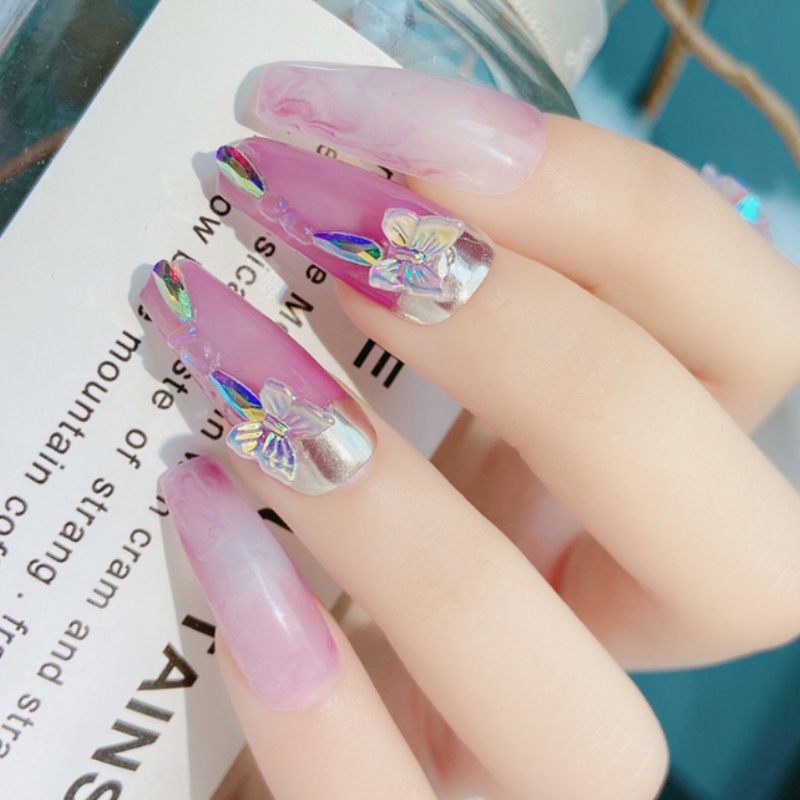 Ran 1 Kotak Manik-Manik Mutiara Berlian Imitasi Glitter 3d Warna-Warni Untuk Dekorasi Nail Art UV Gel DIY