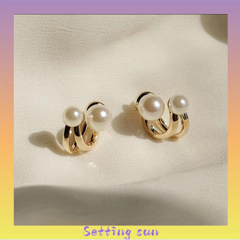 Anting Stud S925 Silver Needle Aksen Mutiara Gaya Korea Untuk Wanita TN