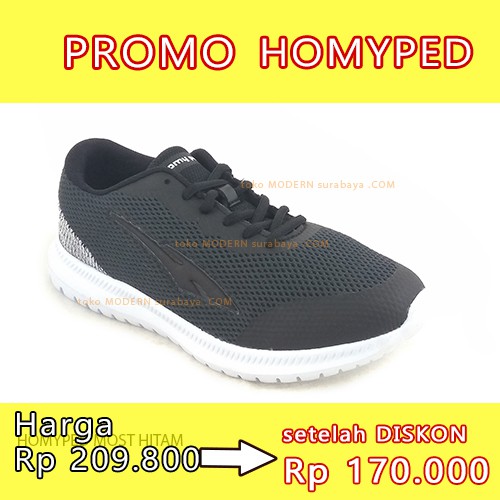 HOMYPED MOST HITAM Sepatu Pria Wanita Kets Sneakers Tali Ringan