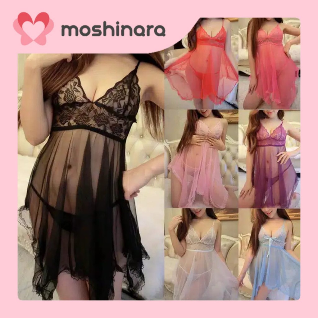 Baju Tidur Korea Piyama Fashion Lingerie Mini Sexy Lace Tembus Pandang Women Sleepwear | Shopee ...