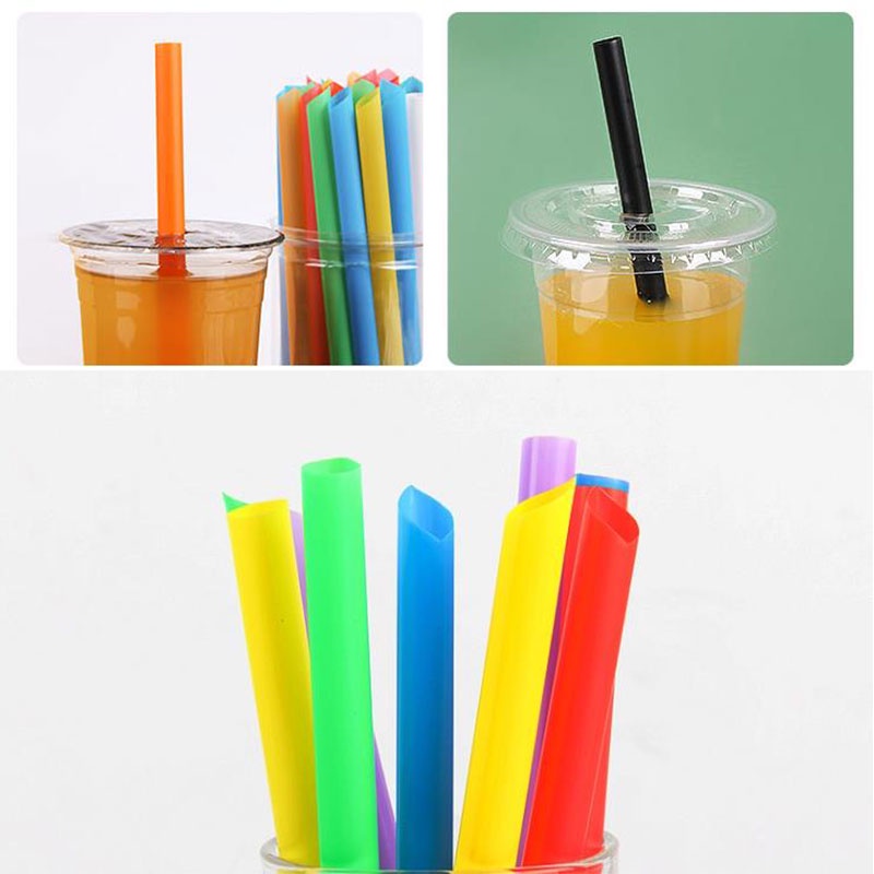 100 Pcs Sedotan Minum Milkshake Bahan Plastik Sekali Pakai Ukuran Besar