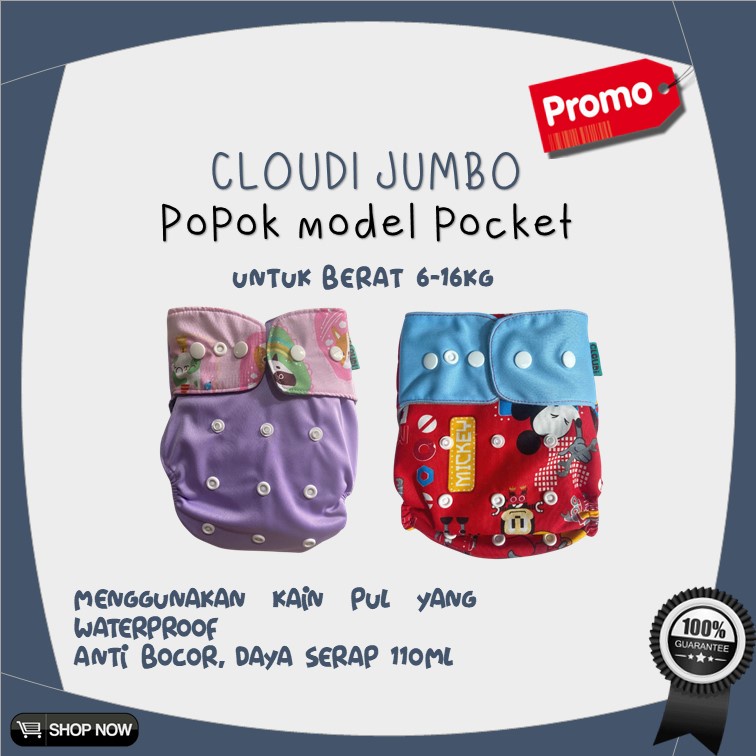 Cloudy Jumbo Popok Kain Bayi Cuci Ulang Clodi Bayi Pocket Cloudi PUL