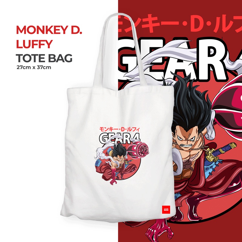 (TERMURAH) Tote Bag Kanvas Anime One piece Monkey D. Luffy Gear 4 / SUN GOD NIKA GEAR 5 / Merchandise Anime / Tote Bag Resleting