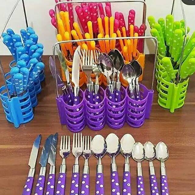 Sendok polkadot , sendok hias , sendok makan , sendok set , sendok cantik , sendok ruang makan
