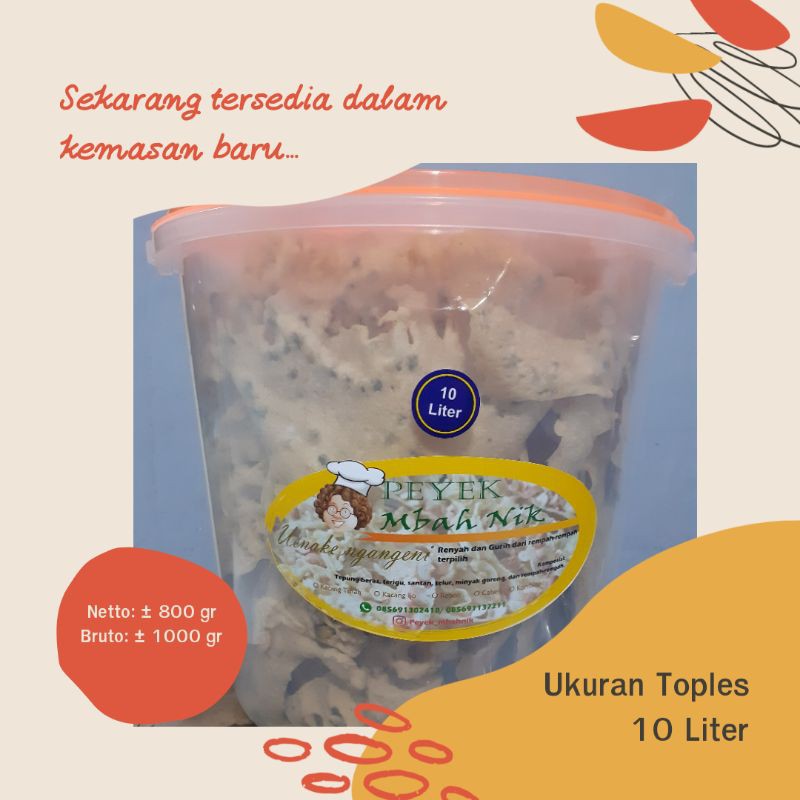 

Peyek kacang/rebon/kacang ijo/cabe homemade 10 liter by peyek_mbahnik