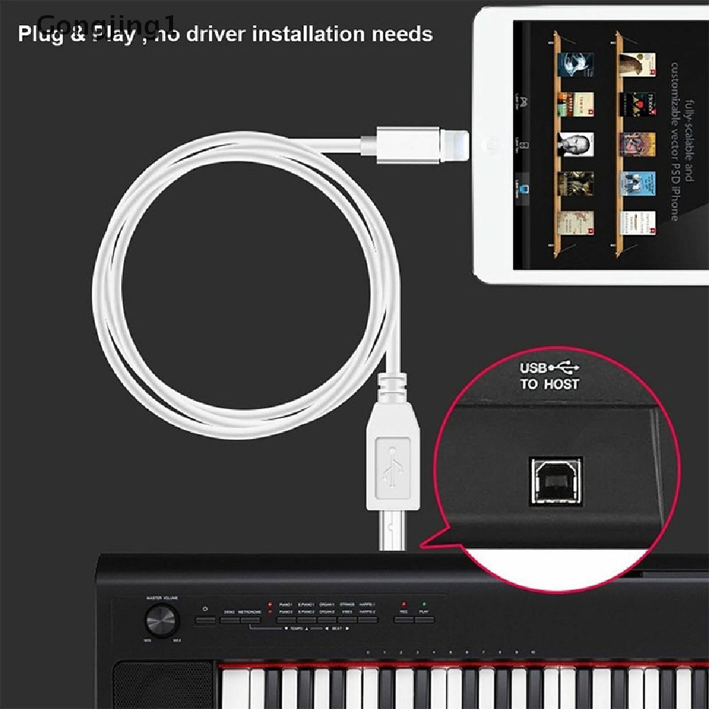 Gongjing1 Kabel Konverter MIDI Keyboard Lightning Ke Tipe-B USB 2.0 Untuk iPhone 7 8 X iPad