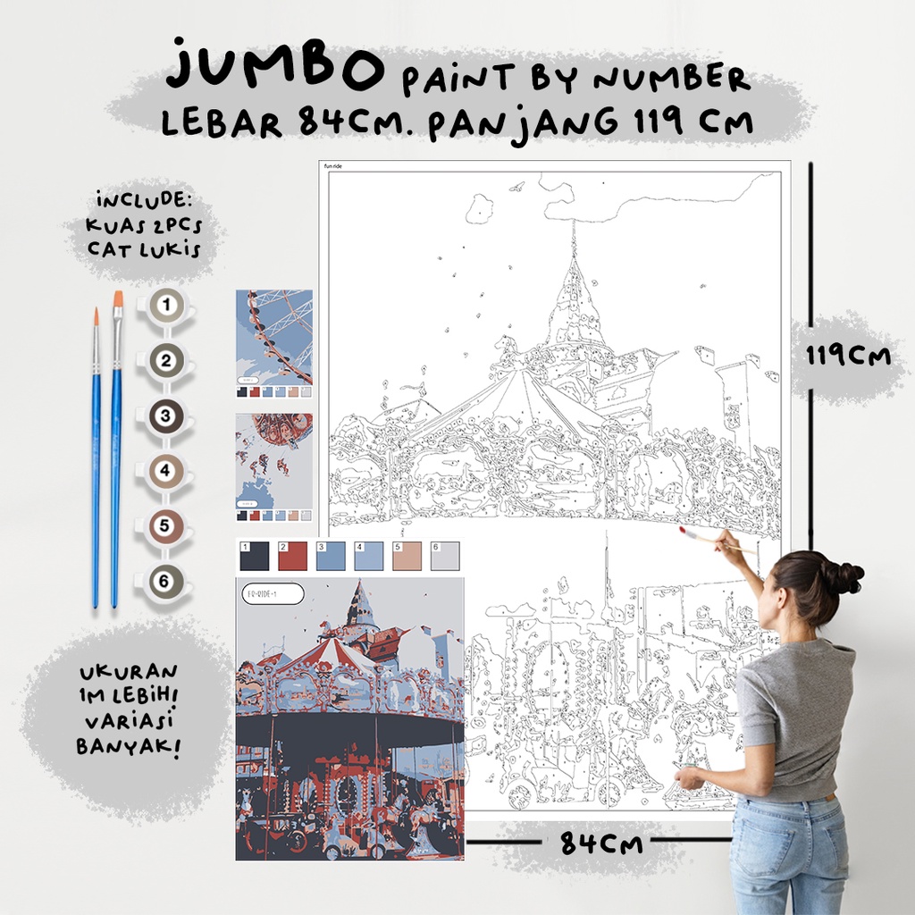 

JUMBO Paint By Number Kit, RIDE paint by number besar a0