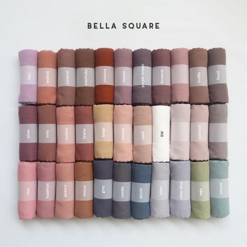 (PROMO COD) BELLA SQUARE PREMIUM JAHIT TEPI 115 X 115 HIJAB SEGI EMPAT POLLYCOTTON ANTI LETOY