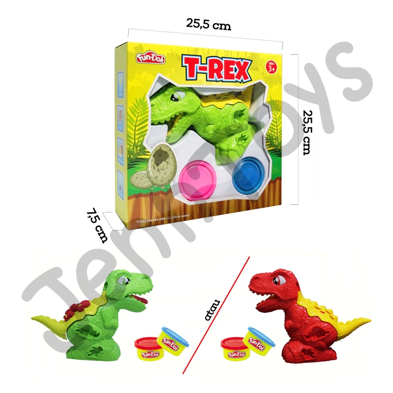 JennToys - Mainan Anak Mainan Lilin Fun-Doh Mainan anak perempuan mainan anak laki laki pretend play edukasi kreatifitas fun doh T-Rex dinosaurus dino - FUNDOH Trex