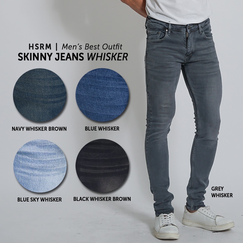 HSRM - 025 Skinny Jeans Whisker Pria Celana Jeans Pria Celana Panjang Jeans Premium Celana Jeans Cowok