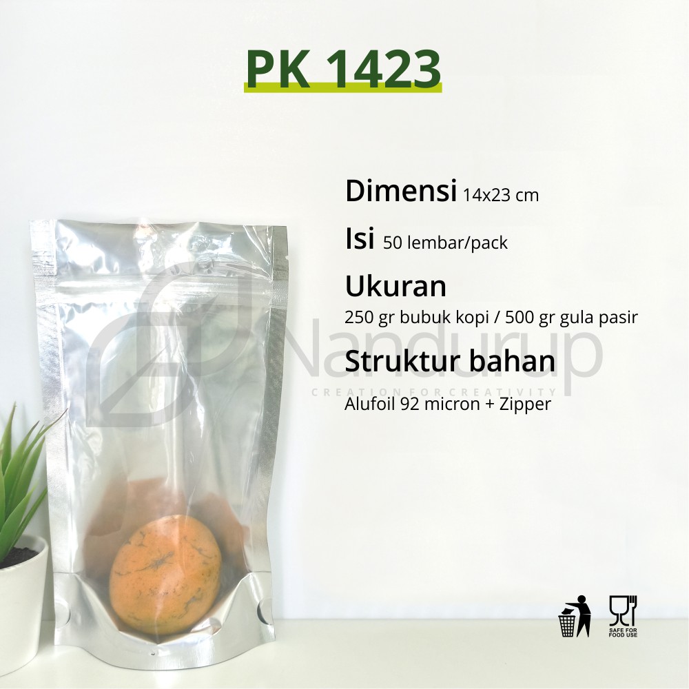 

[50 pcs] Kemasan Makanan Golden Packindo Standing Pouch Kombinasi 14x23 cm