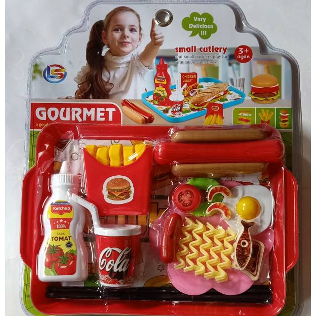 LF 52 BIG TRAY FAST FOOD / mainan dan makanan siap saji hot dog ,burger ,kentang goreng dll
