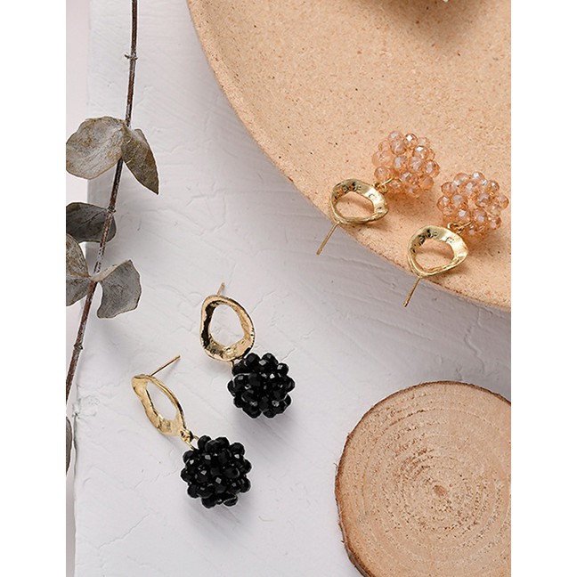 LRC Anting Tusuk Fashion Crystal Woven Ball Earrings D27880