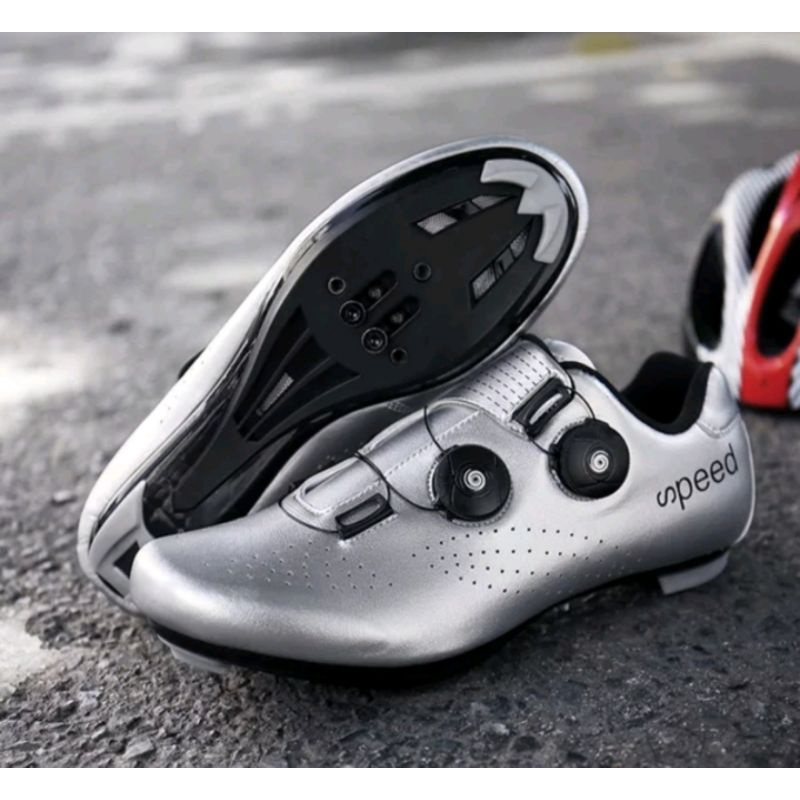 Speed Sepatu Multi Cleat MTB Roadbike Bicycle Shoes Cleat Sepatu Gowes Cleat Silver