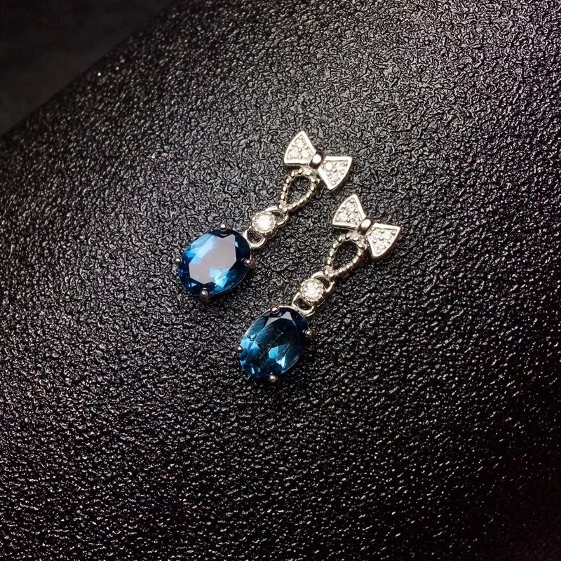 Anting Tusuk Sterling Silver Model Pita Warna Biru Untuk Wanita