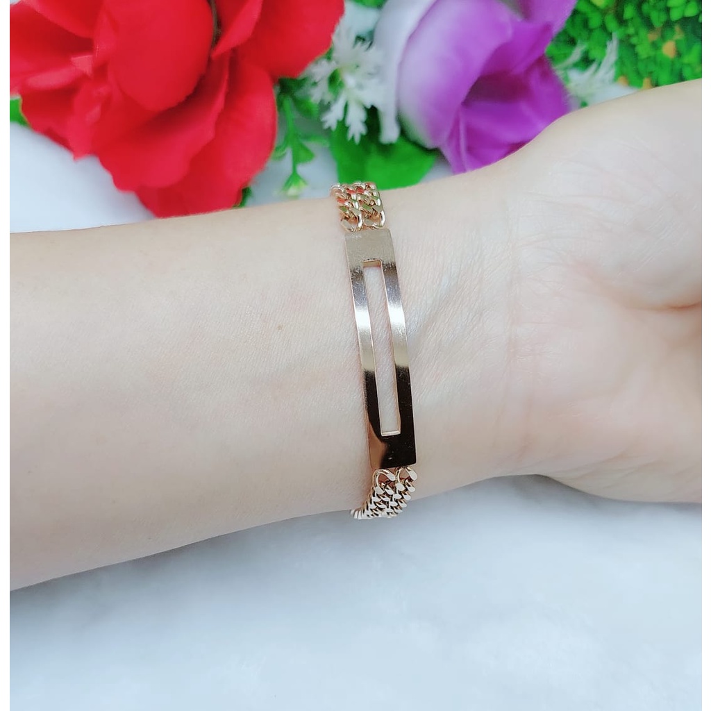 Gelang titanium dobel rantai perhiasan fashion 0443