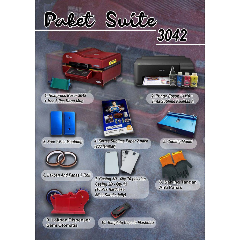 paket suite st-3042 st-3042 rsm05 rsm-05 rhinotec sublimation 3d vacuum heatpress case hp gelas mug