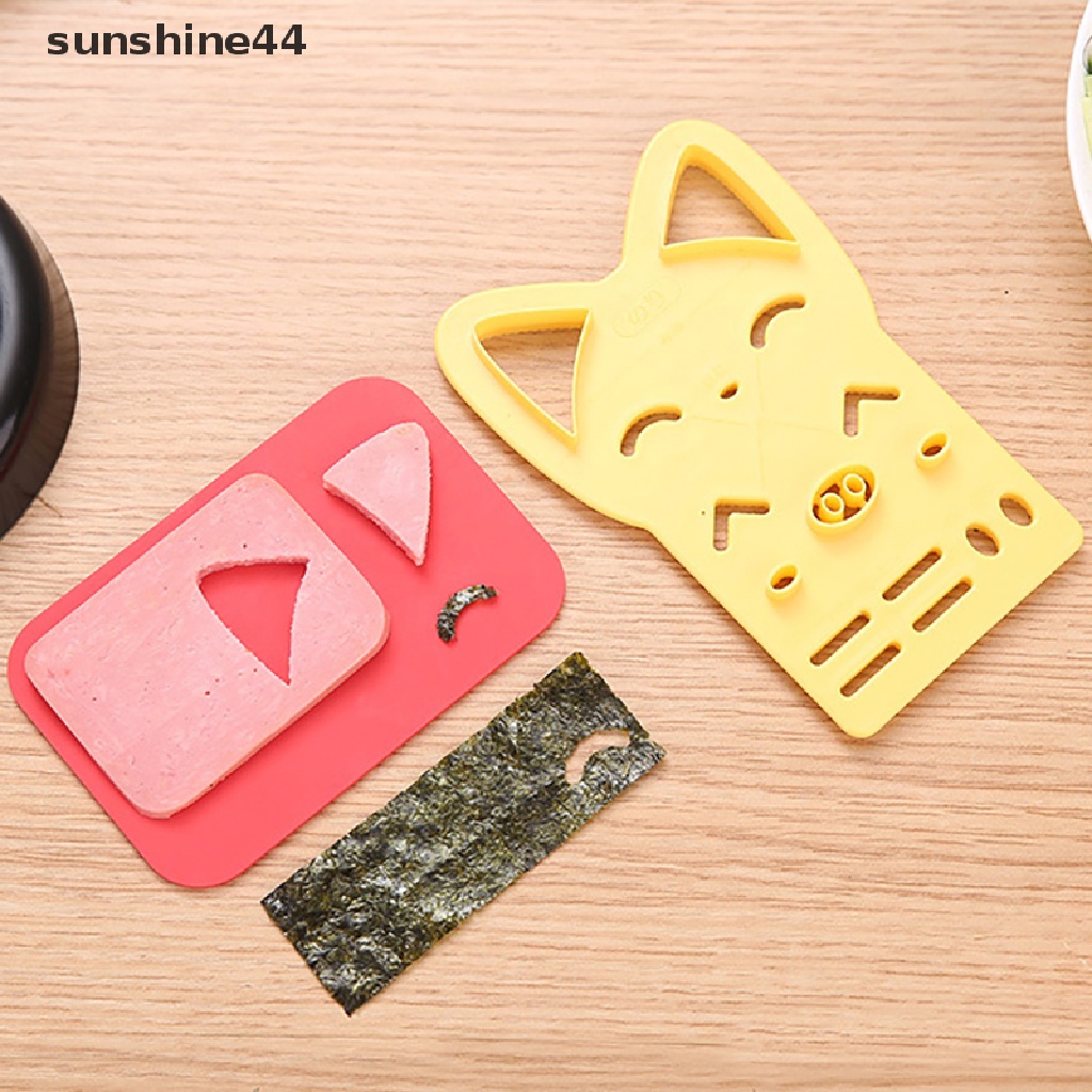 Sunshine 5Pcs Cetakan Nasi / Sushi / Nori DIY Bentuk Kartun Kucing / Beruang Lucu