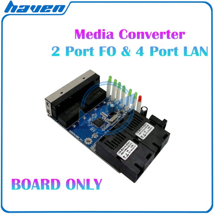 Media Converter 2 Port FO 4 Port LAN 10/100 Board Only / 2 FO 4 LAN